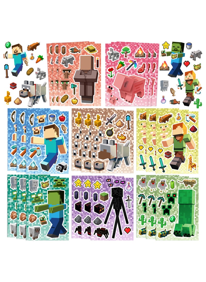 Minecraft Make Your Own Sticker Kits, 24 Sheet Block & Creeper Stickers, DIY Minecraft Stickers for Gaming Birthday Party Favors, Crafts and Kids Activities - Image 1